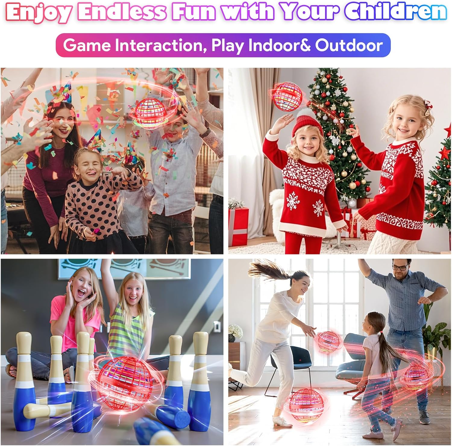 Flying Orb Ball 2025 – Hover Boomerang Spinner Fly Toy | Hand-Controlled Mini Drone Cosmic Globe for Kids (Ages 6–12) – Red