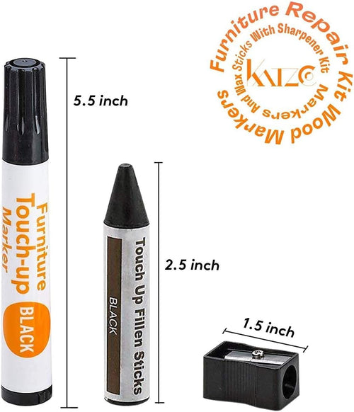 13-Piece Wood Scratch Repair Kit – Furniture Markers & Wax Sticks for Floors, Cabinets & Tables with Sharpener